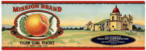 Mission Brand Yellow Cling Peaches label (1985-95-149)