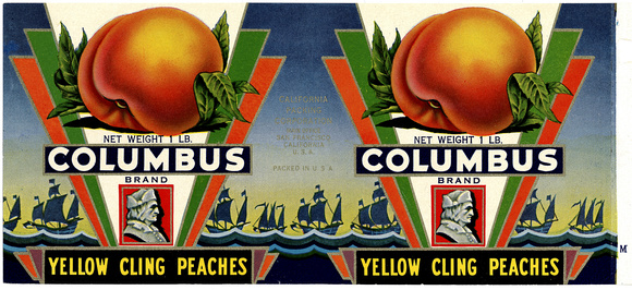 Columbus Brand Yellow Cling Peaches label c. 1930 (1985-95-152)