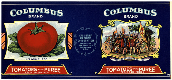 Columbus Brand Tomatoes with Puree label, 1926 (1985-95-156)
