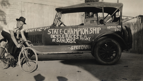 Truck advertising State Championship Bicycle Races, c. 1935 (72-6028)