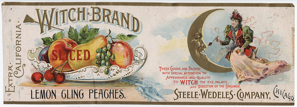 Witch Brand Sliced Lemon Cling Peaches label c. 1985 (1988-252-3)