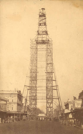 Construction of electric light tower, 1881 (1997-300-648)